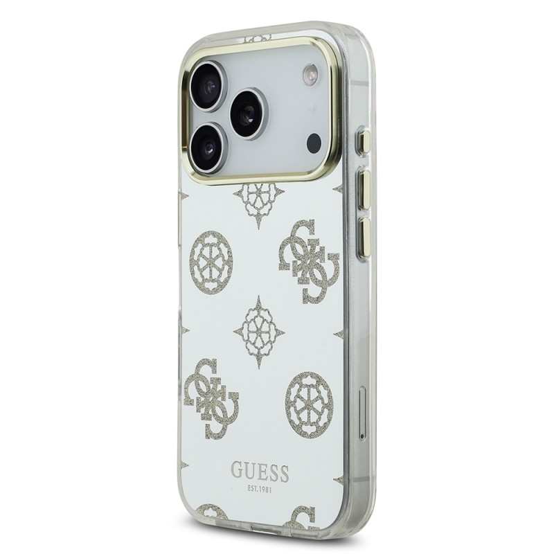 Bal-z Apple iPhone 17 Pro Kılıf Guess Orjinal Lisanslı Metal Kamera Çerçeveli Simli Aynalı Kapak