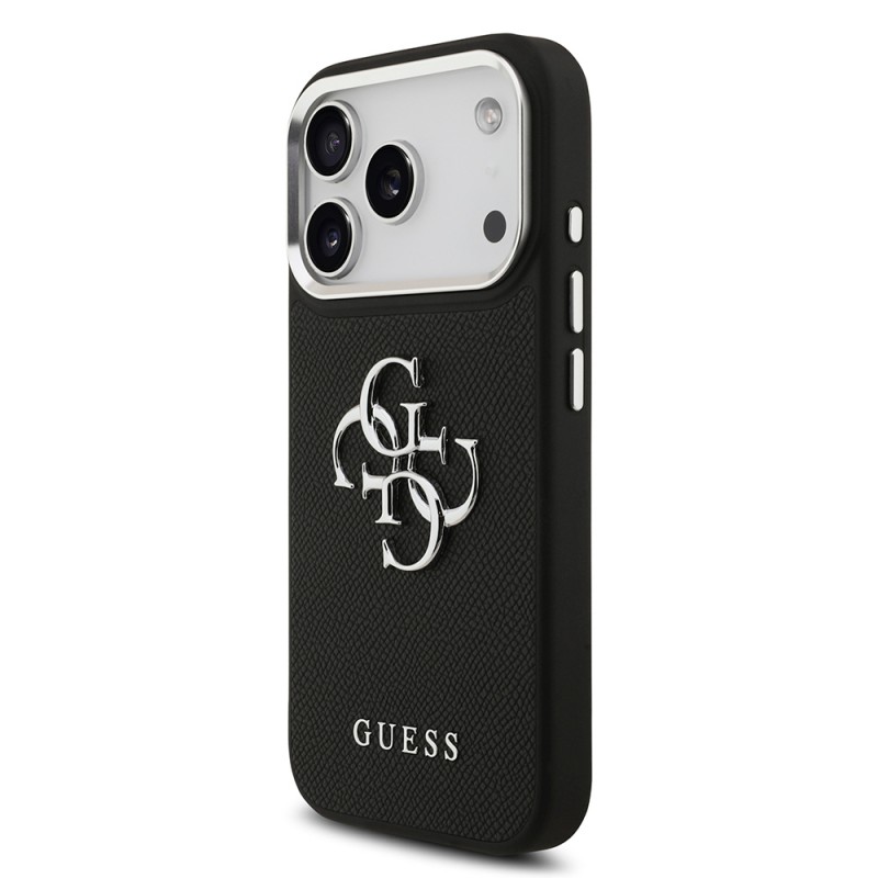 Bal-z Apple iPhone 17 Pro Kılıf Guess Orjinal Lisanslı PU Deri 4G Büyük Metal Logo Dizaynlı Kapak