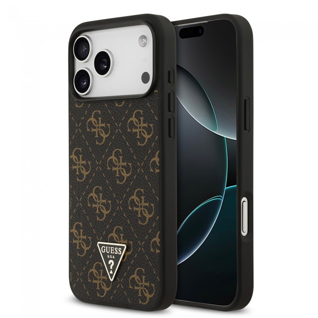 Apple iPhone 17 Pro Kılıf Guess Orjinal Lisanslı PU Deri 4G Desenli Üçgen Logolu Kapak Apple iPhone 17 Pro Kılıf Guess Orjinal Lisanslı PU Deri 4G Desenli Üçgen Logolu Kapak