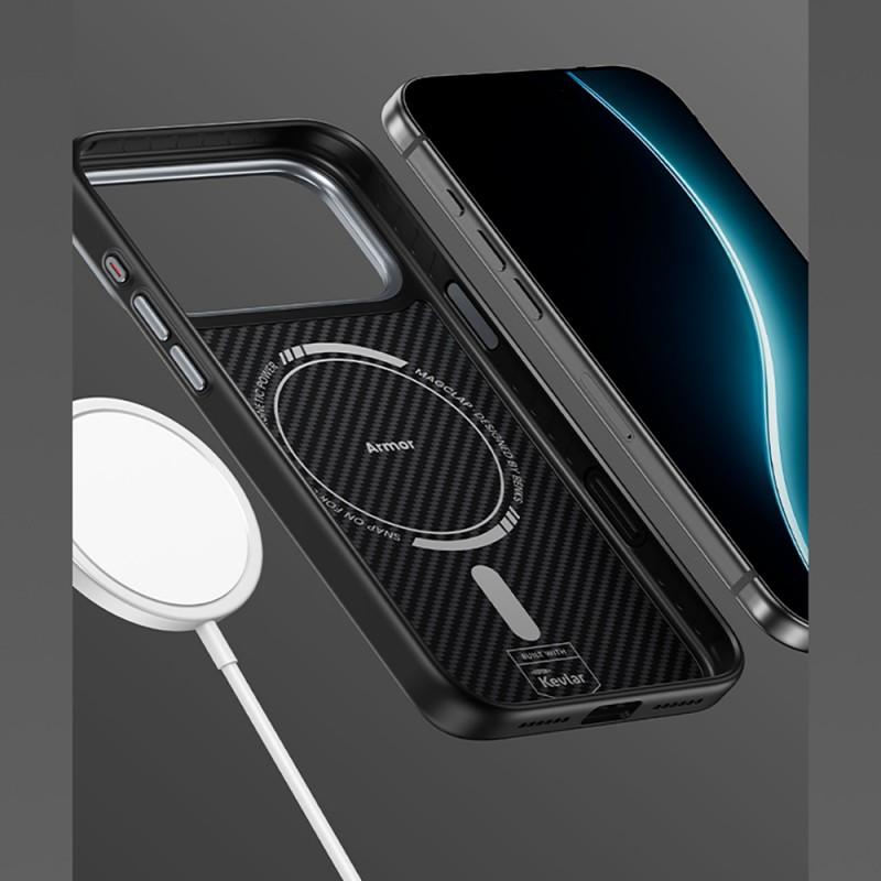 Bal-z Apple iPhone 17 Pro Kılıf Karbon Fiber M-safe Şarj Özellikli Benks Hybrid ArmorPro 600D Kevlar Kapak