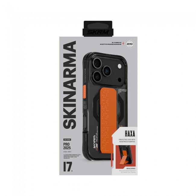 Apple iPhone 17 Pro Kılıf M-Safe Şarj Özellikli Airbag Tasarımlı Standlı Skinarma Haxa Kapak Apple iPhone 17 Pro Kılıf M-Safe Şarj Özellikli Airbag Tasarımlı Standlı Skinarma Haxa Kapak