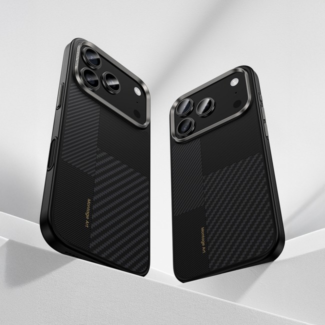 Apple iPhone 17 Pro Kılıf M-safe Şarj Özellikli Karbon Fiber Benks Montage Hybrid ArmorPro Kevlar Kapak