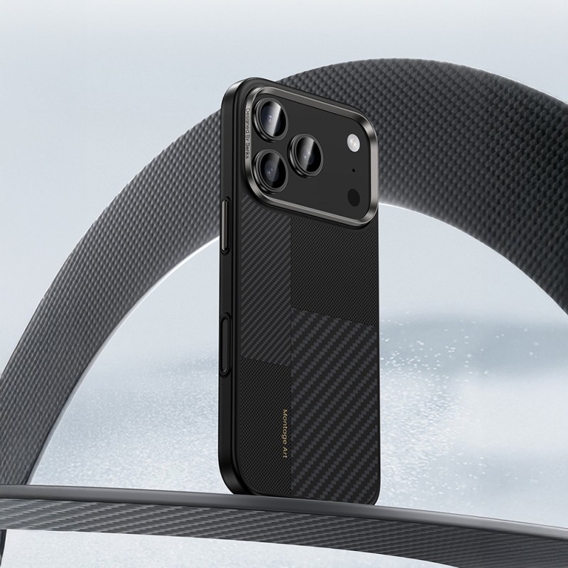 Bal-z Apple iPhone 17 Pro Kılıf M-safe Şarj Özellikli Karbon Fiber Benks Montage Hybrid ArmorPro Kevlar Kapak