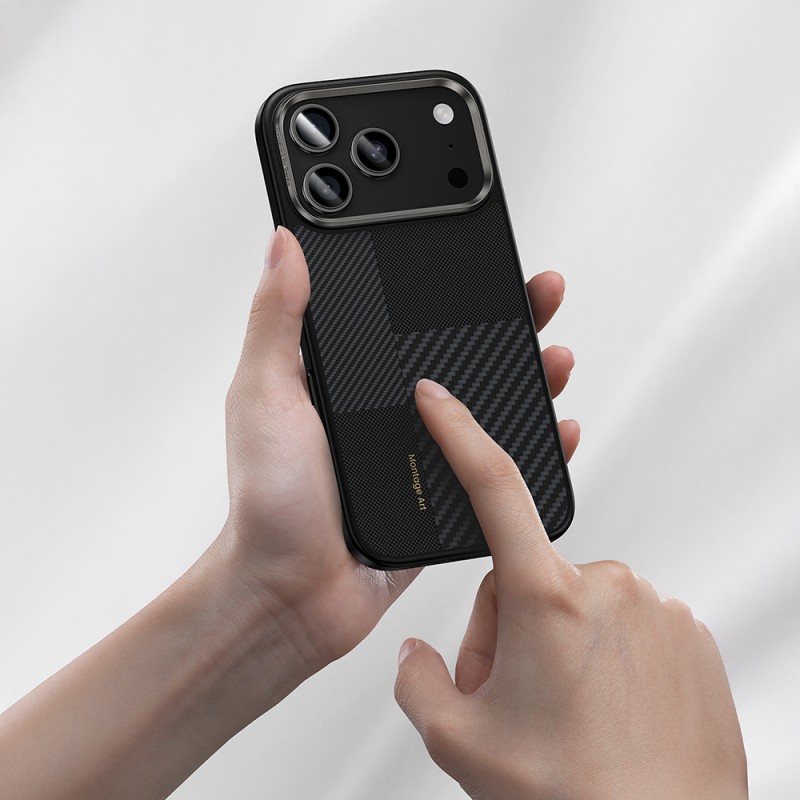 Bal-z Apple iPhone 17 Pro Kılıf M-safe Şarj Özellikli Karbon Fiber Benks Montage Hybrid ArmorPro Kevlar Kapak