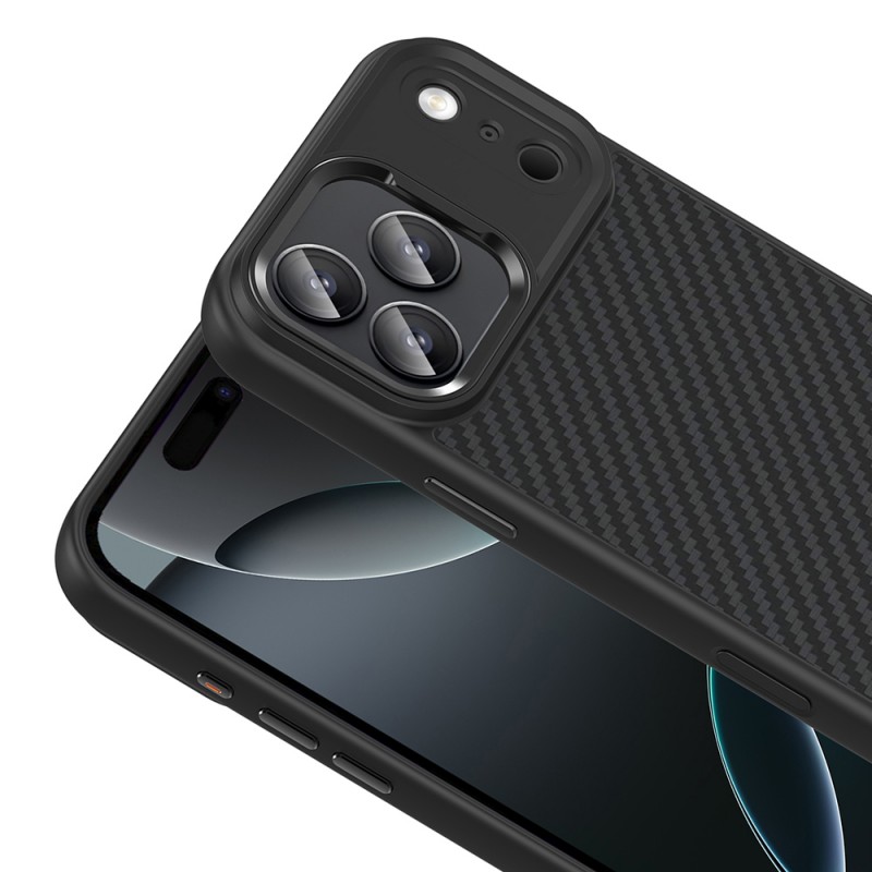 Bal-z Apple iPhone 17 Pro Kılıf M-Safe Şarj Özellikli Karbon Fiber Görünümlü  Truva Silikon Kapak