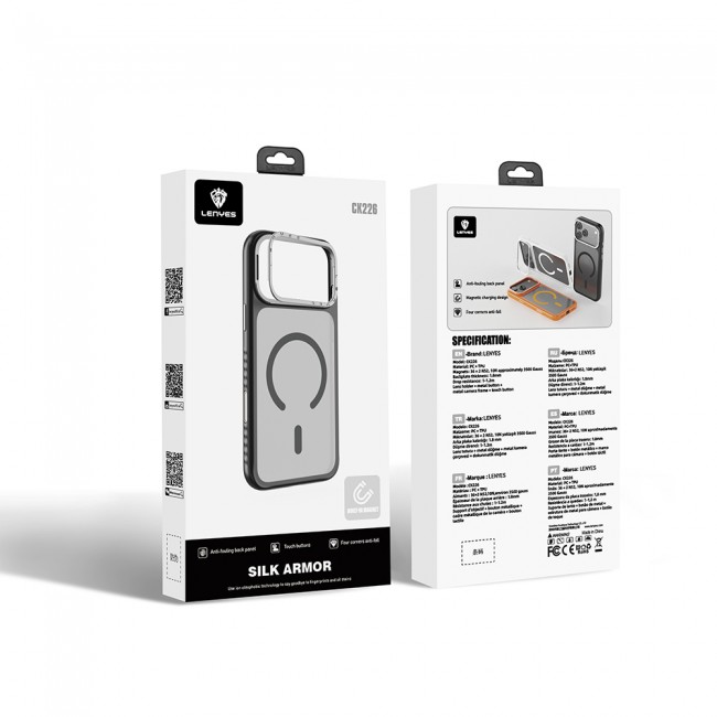 Apple iPhone 17 Pro Kılıf M-safe Şarj Özellikli Metal Kamera Standlı Lenyes CK226 PC Kapak Apple iPhone 17 Pro Kılıf M-safe Şarj Özellikli Metal Kamera Standlı Lenyes CK226 PC Kapak