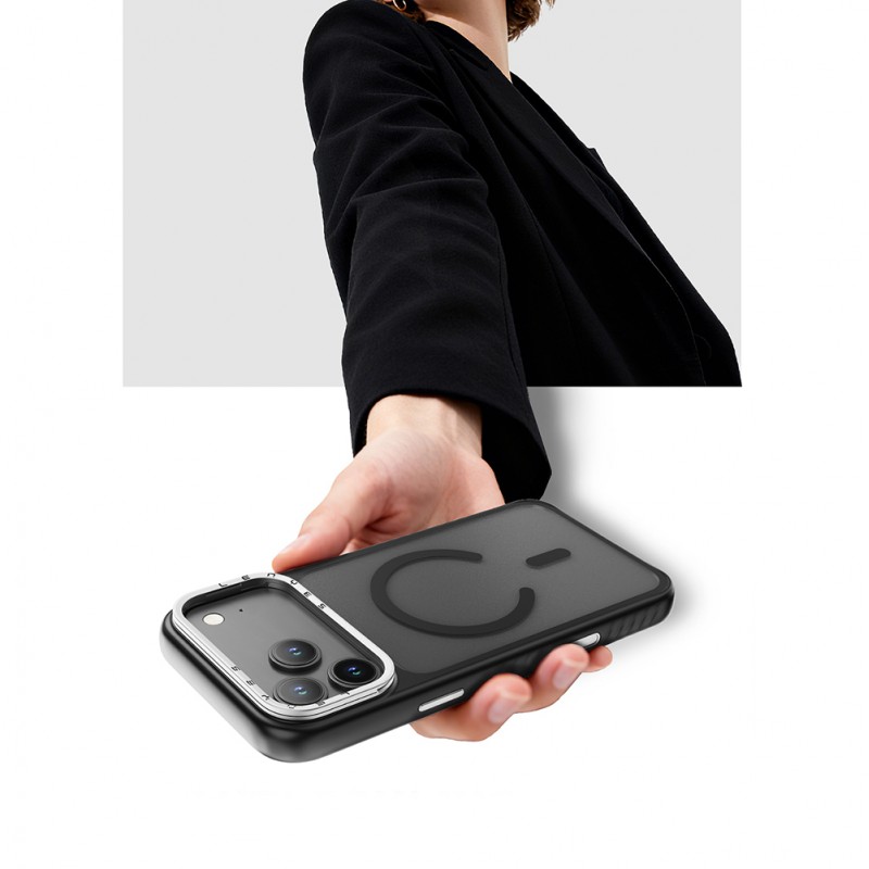 Bal-z Apple iPhone 17 Pro Kılıf M-safe Şarj Özellikli Metal Kamera Standlı Lenyes CK226 PC Kapak