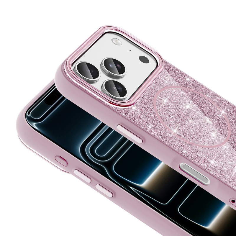 Bal-z Apple iPhone 17 Pro Kılıf M-safe Şarj Özellikli Parlayan Simli  Okso Kapak