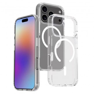 Apple iPhone 17 Pro Kılıf M-safe Şarj Özellikli Şeffaf Sert PC Zore Embos Kapak Apple iPhone 17 Pro Kılıf M-safe Şarj Özellikli Şeffaf Sert PC Zore Embos Kapak