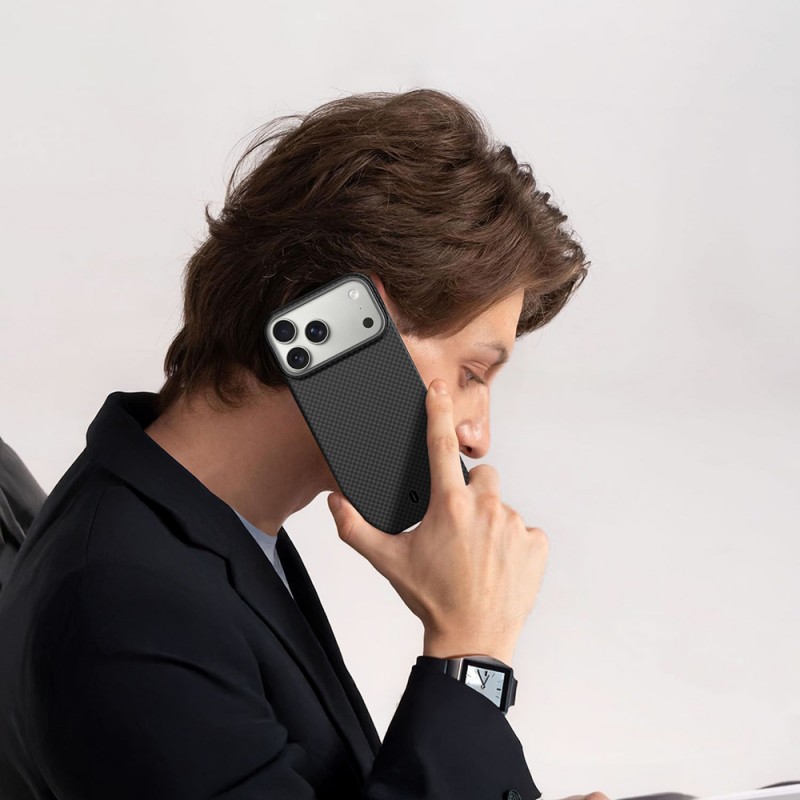 Bal-z Apple iPhone 17 Pro Kılıf Wiwu DCC-208 Magsafe Şarj Özellikli Aramid Fiber Tasarım Kevlar Kapak