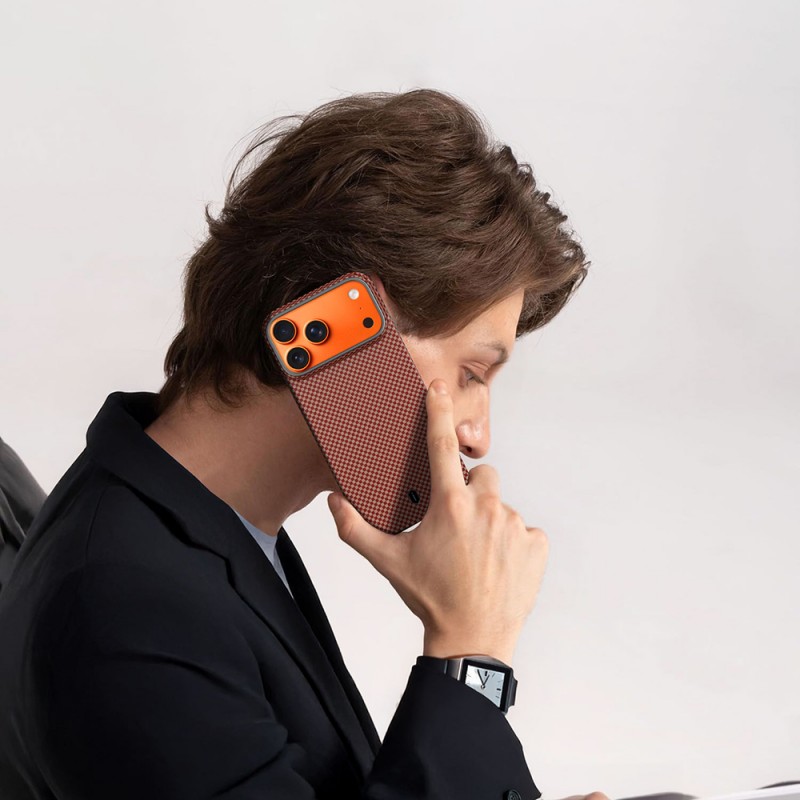 Bal-z Apple iPhone 17 Pro Kılıf Wiwu DCC-208 Magsafe Şarj Özellikli Aramid Fiber Tasarım Kevlar Kapak