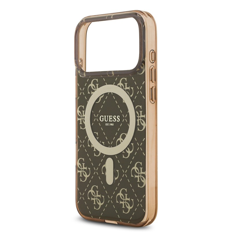 Bal-z Apple iPhone 17 Pro Max Kılıf Guess Orjinal Lisanslı M-safe Şarj Özellikli IML Baskılı Klasik Logolu 4G Desenli Kapak