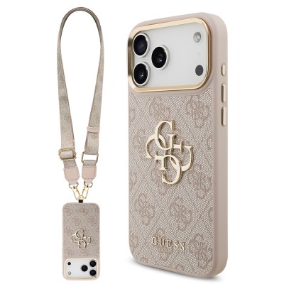 Bal-z Apple iPhone 17 Pro Max Kılıf Guess Orjinal Lisanslı 4G Büyük Metal Logolu Kalın Askılı Kapak