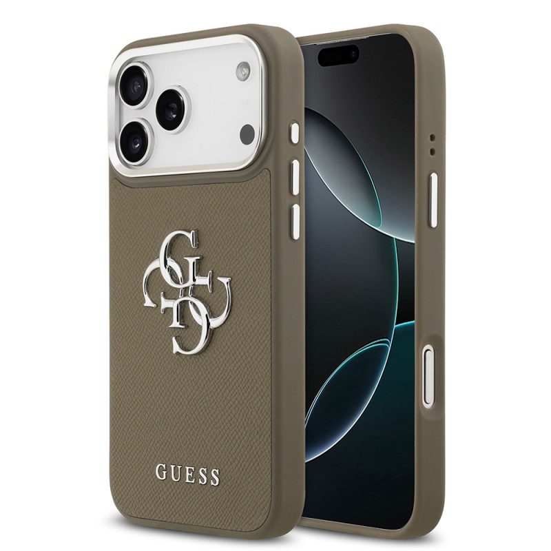 Bal-z Apple iPhone 17 Pro Max Kılıf Guess Orjinal Lisanslı Grained 4G Metal Büyük Logolu Kapak