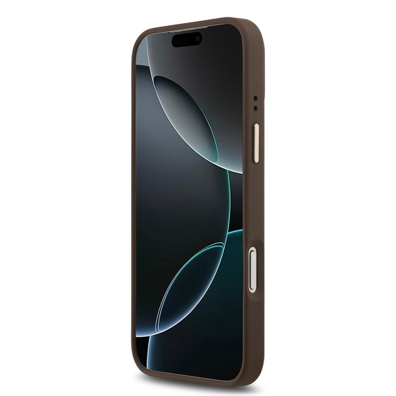 Bal-z Apple iPhone 17 Pro Max Kılıf Guess Orjinal Lisanslı M-safe Şarj Özellikli 4G Desenli PU Metal Plaka Klasik Logolu Kapak