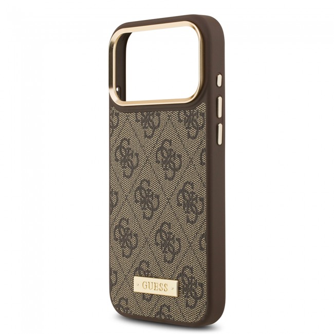 Apple iPhone 17 Pro Max Kılıf Guess Orjinal Lisanslı M-safe Şarj Özellikli 4G Desenli PU Metal Plaka Klasik Logolu Kapak Apple iPhone 17 Pro Max Kılıf Guess Orjinal Lisanslı M-safe Şarj Özellikli 4G Desenli PU Metal Plaka Klasik Logolu Kapak