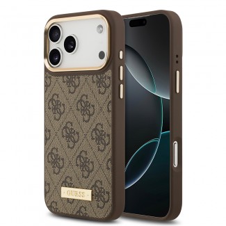 Apple iPhone 17 Pro Max Kılıf Guess Orjinal Lisanslı M-safe Şarj Özellikli 4G Desenli PU Metal Plaka Klasik Logolu Kapak Apple iPhone 17 Pro Max Kılıf Guess Orjinal Lisanslı M-safe Şarj Özellikli 4G Desenli PU Metal Plaka Klasik Logolu Kapak