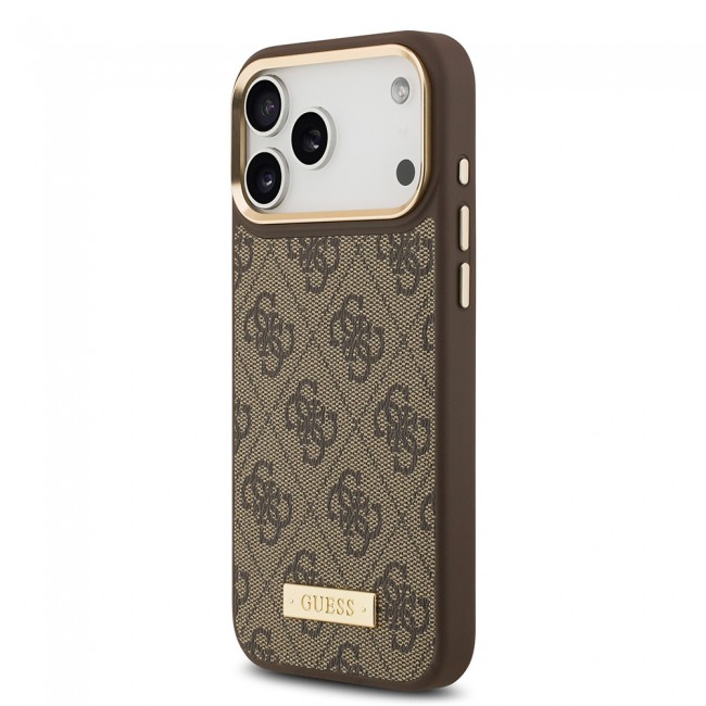 Apple iPhone 17 Pro Max Kılıf Guess Orjinal Lisanslı M-safe Şarj Özellikli 4G Desenli PU Metal Plaka Klasik Logolu Kapak Apple iPhone 17 Pro Max Kılıf Guess Orjinal Lisanslı M-safe Şarj Özellikli 4G Desenli PU Metal Plaka Klasik Logolu Kapak