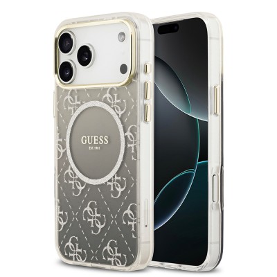 Bal-z Apple iPhone 17 Pro Max Kılıf Guess Orjinal Lisanslı M-safe Şarj Özellikli 4G Desenli Simli Silikon Kapak