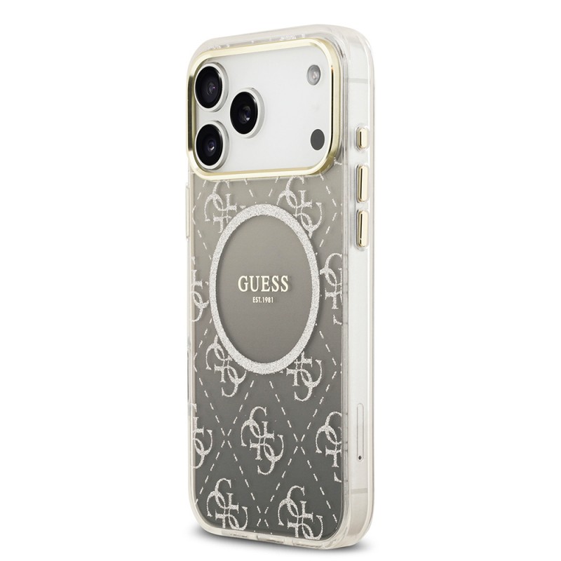 Bal-z Apple iPhone 17 Pro Max Kılıf Guess Orjinal Lisanslı M-safe Şarj Özellikli 4G Desenli Simli Silikon Kapak