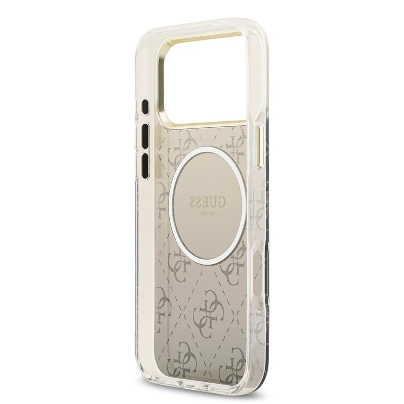 Bal-z Apple iPhone 17 Pro Max Kılıf Guess Orjinal Lisanslı M-safe Şarj Özellikli 4G Desenli Simli Silikon Kapak