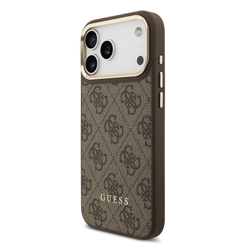 Bal-z Apple iPhone 17 Pro Max Kılıf Guess Orjinal Lisanslı M-safe Şarj Özellikli 4G Metal Büyük Logolu Kartlıklı Kapak