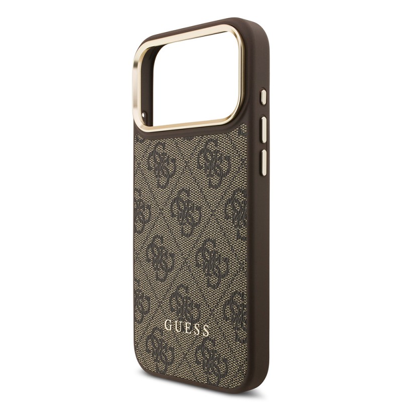 Bal-z Apple iPhone 17 Pro Max Kılıf Guess Orjinal Lisanslı M-safe Şarj Özellikli 4G Metal Büyük Logolu Kartlıklı Kapak