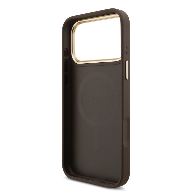 Bal-z Apple iPhone 17 Pro Max Kılıf Guess Orjinal Lisanslı M-safe Şarj Özellikli 4G Metal Büyük Logolu Kartlıklı Kapak