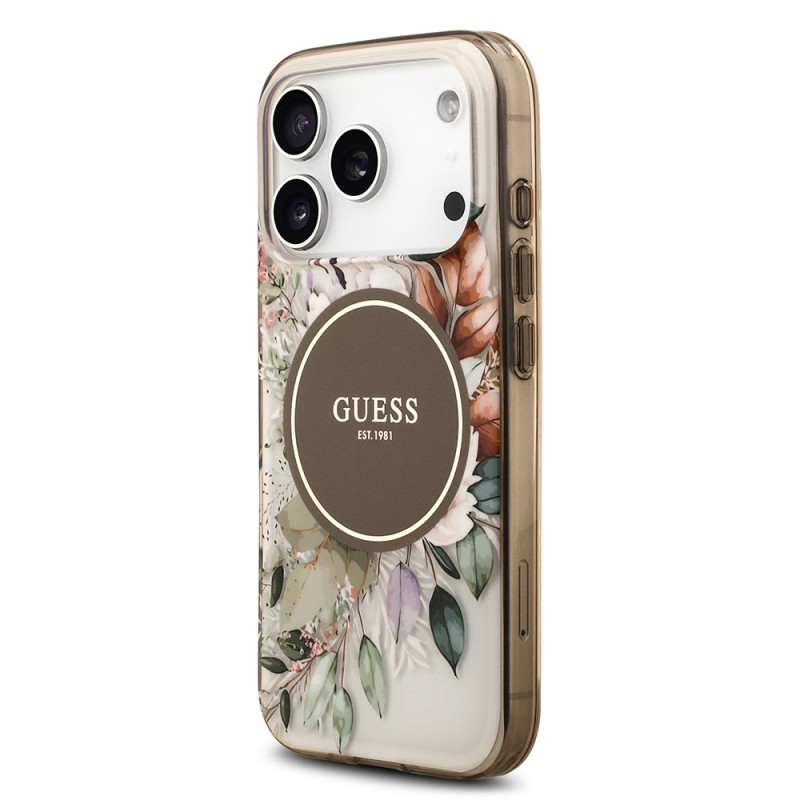 Bal-z Apple iPhone 17 Pro Max Kılıf Guess Orjinal Lisanslı M-safe Şarj Özellikli Flower Tonal Circle Kapak