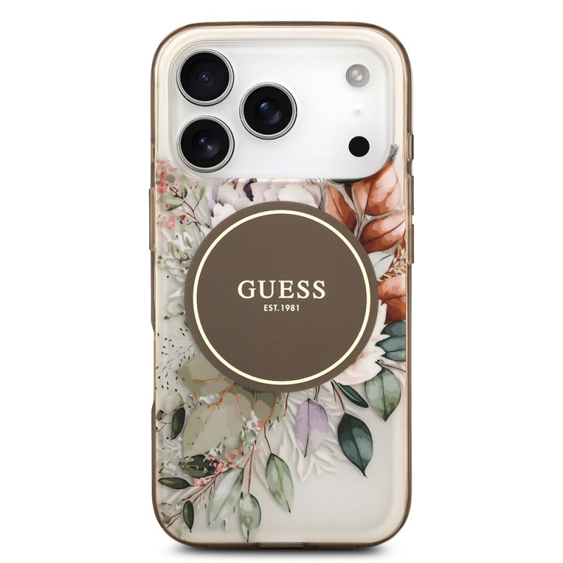 Bal-z Apple iPhone 17 Pro Max Kılıf Guess Orjinal Lisanslı M-safe Şarj Özellikli Flower Tonal Circle Kapak