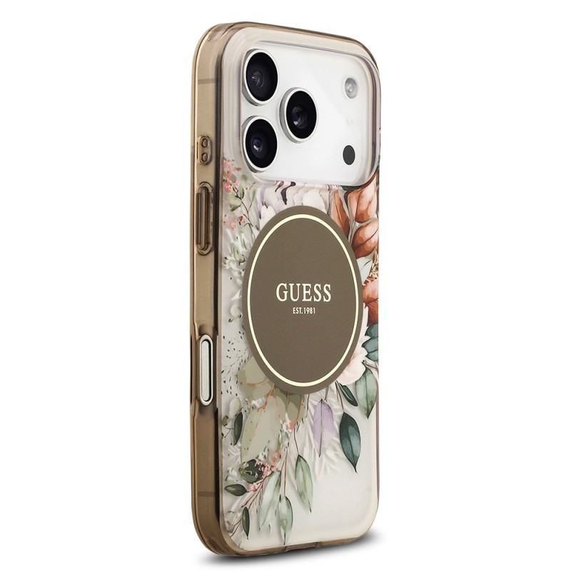 Bal-z Apple iPhone 17 Pro Max Kılıf Guess Orjinal Lisanslı M-safe Şarj Özellikli Flower Tonal Circle Kapak