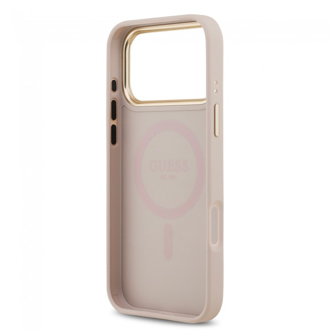Apple iPhone 17 Pro Max Kılıf Guess Orjinal Lisanslı M-safe Şarj Özellikli Gold Metal Kamera Çerçeveli PU Deri 4G Desenli Yazı Logolu Kapak Apple iPhone 17 Pro Max Kılıf Guess Orjinal Lisanslı M-safe Şarj Özellikli Gold Metal Kamera Çerçeveli PU Deri 4G Desenli Yazı Logolu Kapak