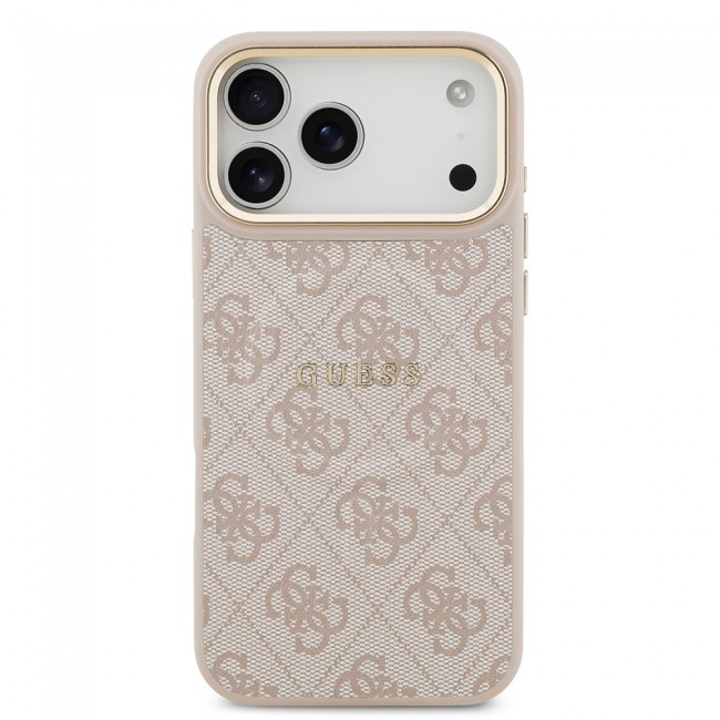 Apple iPhone 17 Pro Max Kılıf Guess Orjinal Lisanslı M-safe Şarj Özellikli Gold Metal Kamera Çerçeveli PU Deri 4G Desenli Yazı Logolu Kapak Apple iPhone 17 Pro Max Kılıf Guess Orjinal Lisanslı M-safe Şarj Özellikli Gold Metal Kamera Çerçeveli PU Deri 4G Desenli Yazı Logolu Kapak