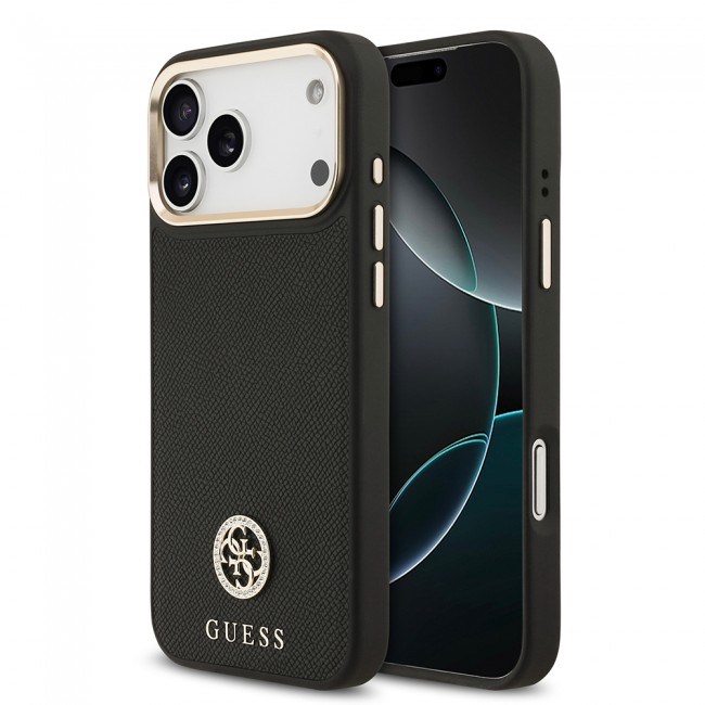 Apple iPhone 17 Pro Max Kılıf Guess Orjinal Lisanslı M-safe Şarj Özellikli Grained Yazı ve Taşlı 4G Logolu Kapak Apple iPhone 17 Pro Max Kılıf Guess Orjinal Lisanslı M-safe Şarj Özellikli Grained Yazı ve Taşlı 4G Logolu Kapak