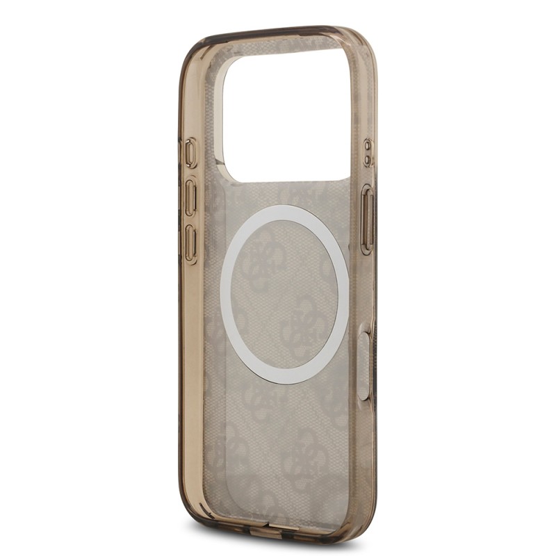 Bal-z Apple iPhone 17 Pro Max Kılıf Guess Orjinal Lisanslı M-safe Şarj Özellikli IML Peony ve 4G Desenli Klasik Logolu Kapak