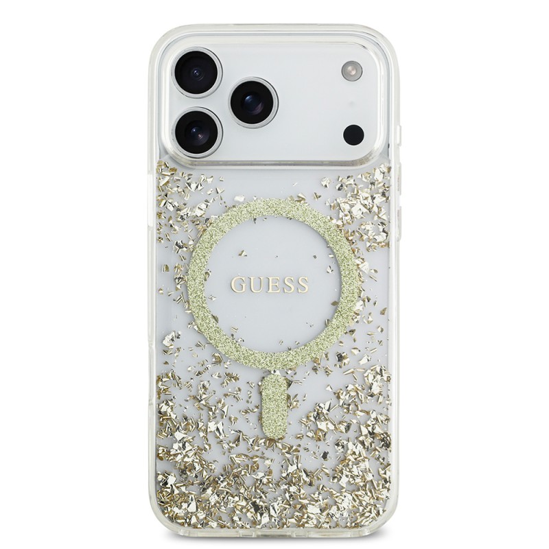 Bal-z Apple iPhone 17 Pro Max Kılıf Guess Orjinal Lisanslı M-safe Şarj Özellikli Transparan Resin Bottom Kapak