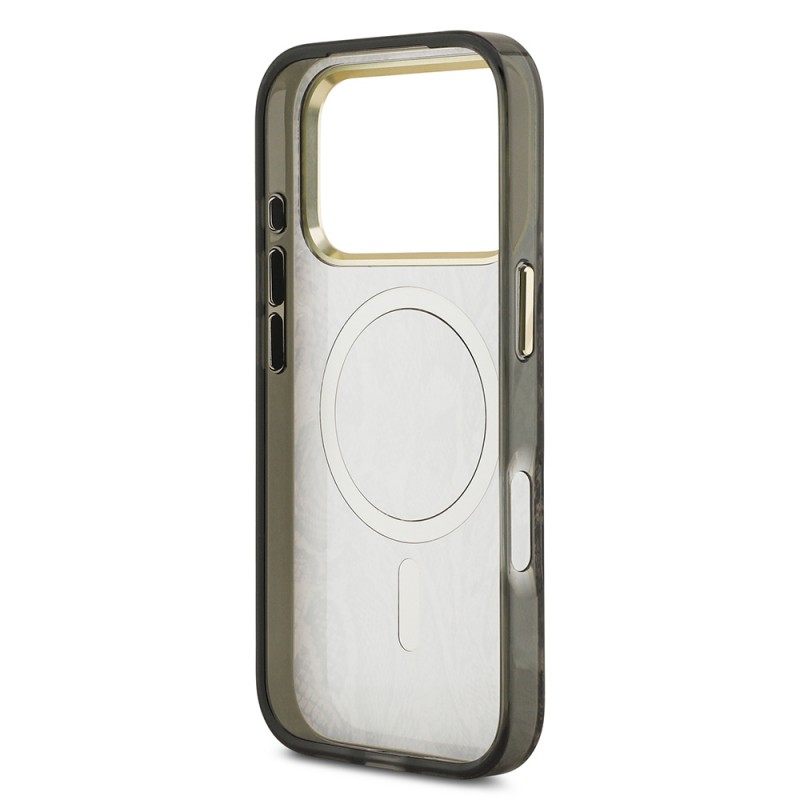 Bal-z Apple iPhone 17 Pro Max Kılıf Guess Orjinal Lisanslı M-safe Şarj Özellikli Yazı Logolu Python Desenli Kapak