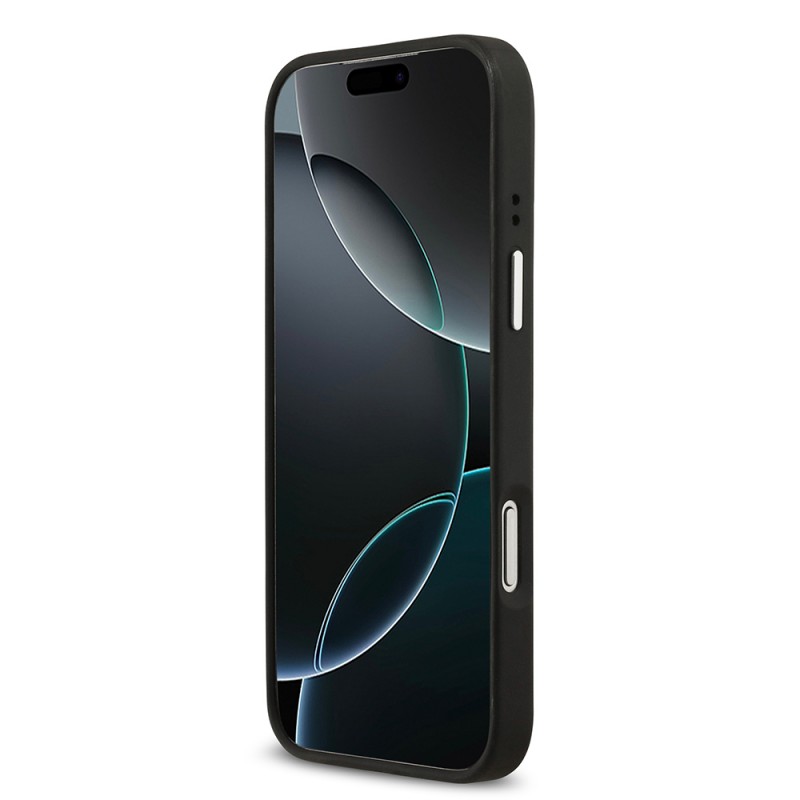 Bal-z Apple iPhone 17 Pro Max Kılıf Guess Orjinal Lisanslı Metal Kamera Çerçeveli Metal Büyük 4G ve Yazı Logolu PU Deri Kapak