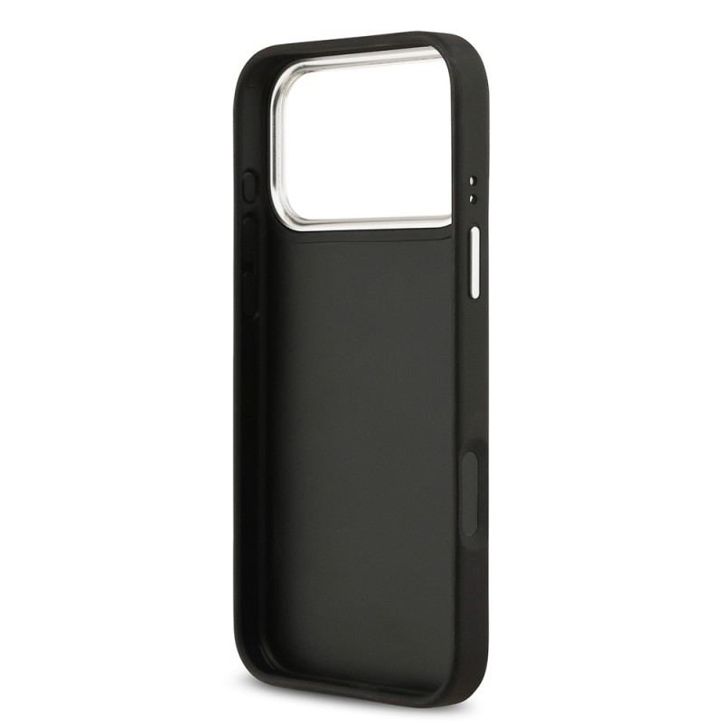 Bal-z Apple iPhone 17 Pro Max Kılıf Guess Orjinal Lisanslı Metal Kamera Çerçeveli Metal Büyük 4G ve Yazı Logolu PU Deri Kapak