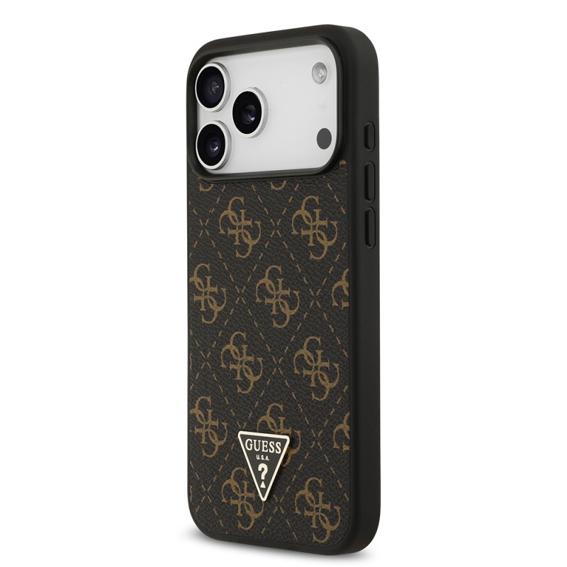 Bal-z Apple iPhone 17 Pro Max Kılıf Guess Orjinal Lisanslı PU Deri 4G Desenli Üçgen Logolu Kapak