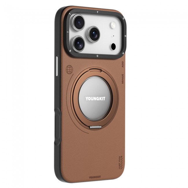 Apple iPhone 17 Pro Max Kılıf M-safe Şarj Özellikli 360 Derece Standlı Basit Mat Deri Desenli Youngkit Tech Leather Serisi Kapak Apple iPhone 17 Pro Max Kılıf M-safe Şarj Özellikli 360 Derece Standlı Basit Mat Deri Desenli Youngkit Tech Leather Serisi Kapak