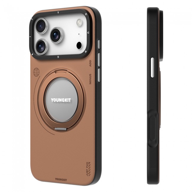 Apple iPhone 17 Pro Max Kılıf M-safe Şarj Özellikli 360 Derece Standlı Basit Mat Deri Desenli Youngkit Tech Leather Serisi Kapak Apple iPhone 17 Pro Max Kılıf M-safe Şarj Özellikli 360 Derece Standlı Basit Mat Deri Desenli Youngkit Tech Leather Serisi Kapak