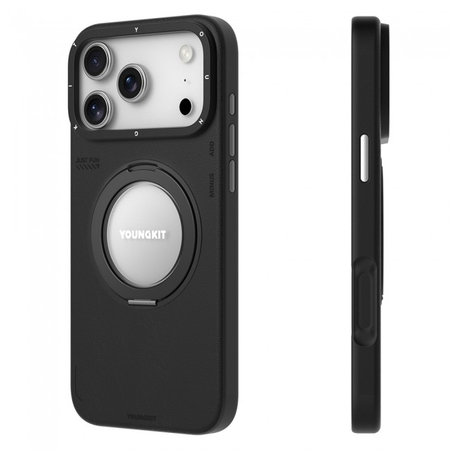 Apple iPhone 17 Pro Max Kılıf M-safe Şarj Özellikli 360 Derece Standlı Basit Mat Deri Desenli Youngkit Tech Leather Serisi Kapak Apple iPhone 17 Pro Max Kılıf M-safe Şarj Özellikli 360 Derece Standlı Basit Mat Deri Desenli Youngkit Tech Leather Serisi Kapak