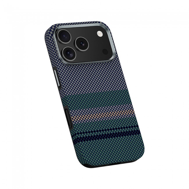 Apple iPhone 17 Pro Max Kılıf M-safe Şarj Özellikli Karbon Fiber Tasarımlı Benks Aurora ArmorPro Kevlar Kapak