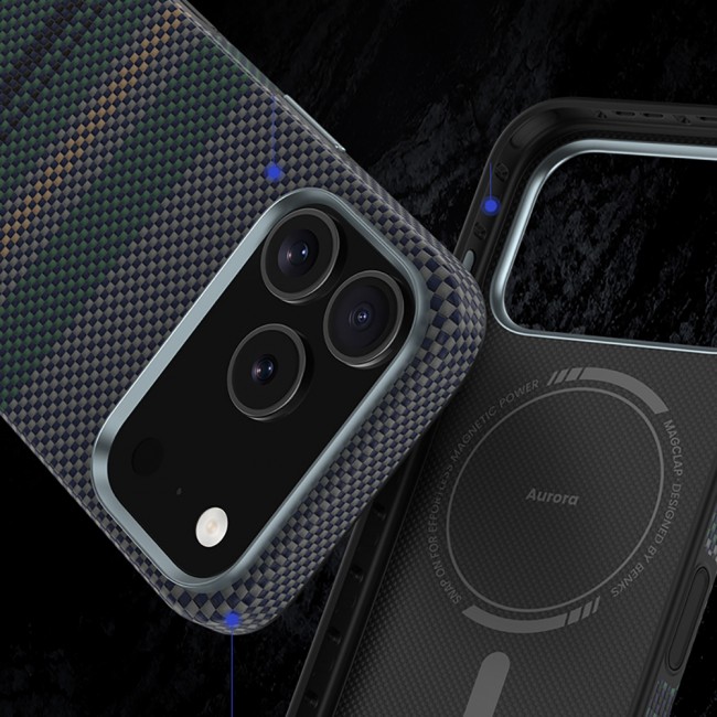 Apple iPhone 17 Pro Max Kılıf M-safe Şarj Özellikli Karbon Fiber Tasarımlı Benks Aurora ArmorPro Kevlar Kapak