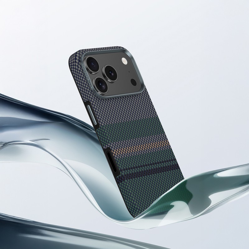 Bal-z Apple iPhone 17 Pro Max Kılıf M-safe Şarj Özellikli Karbon Fiber Tasarımlı Benks Aurora ArmorPro Kevlar Kapak