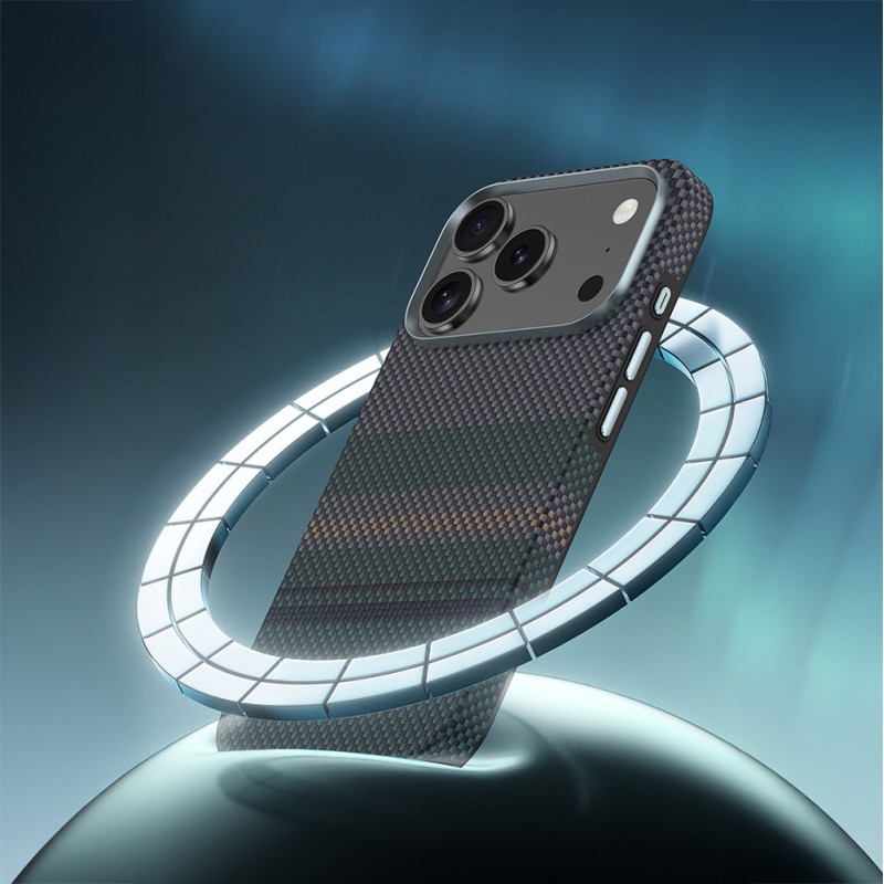 Bal-z Apple iPhone 17 Pro Max Kılıf M-safe Şarj Özellikli Karbon Fiber Tasarımlı Benks Aurora ArmorPro Kevlar Kapak