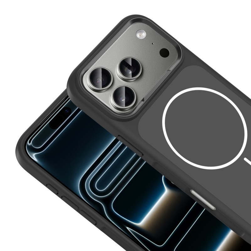 Bal-z Apple iPhone 17 Pro Max Kılıf M-Safe Şarj Özellikli Metal Kamera Çerçeveli  Sanremo Silikon Kapak