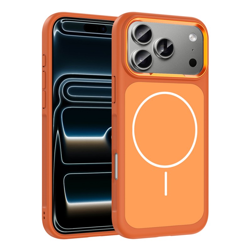 Bal-z Apple iPhone 17 Pro Max Kılıf M-Safe Şarj Özellikli Metal Kamera Çerçeveli  Sanremo Silikon Kapak