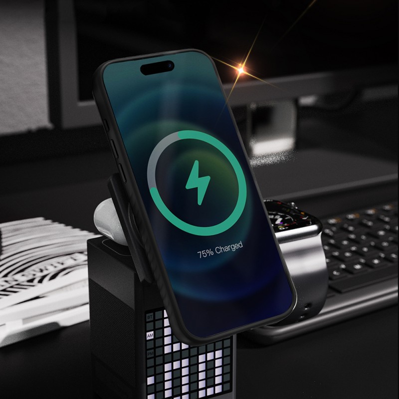 Bal-z Apple iPhone 17 Pro Max Kılıf M-safe Şarj Özellikli Metal Standlı Lenyes CK225 Kevlar Kapak